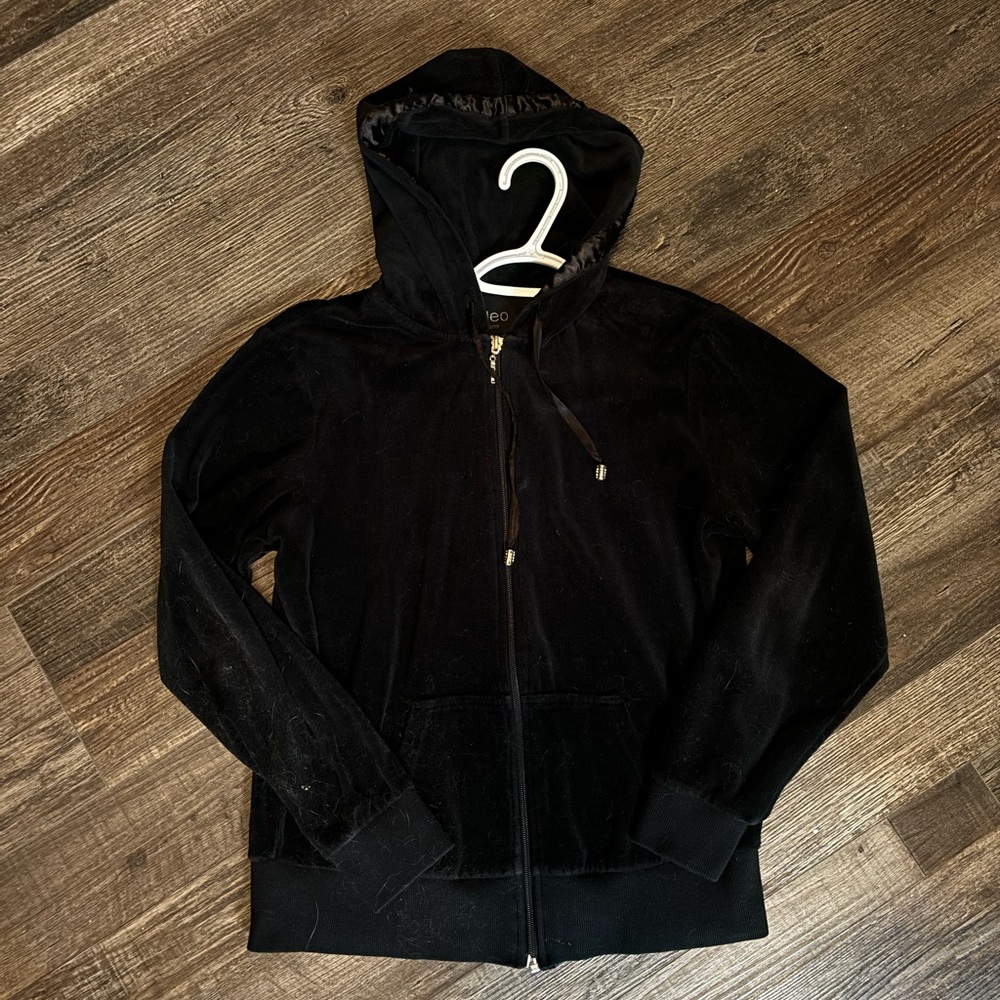 Cleo Black Velour Hoodie